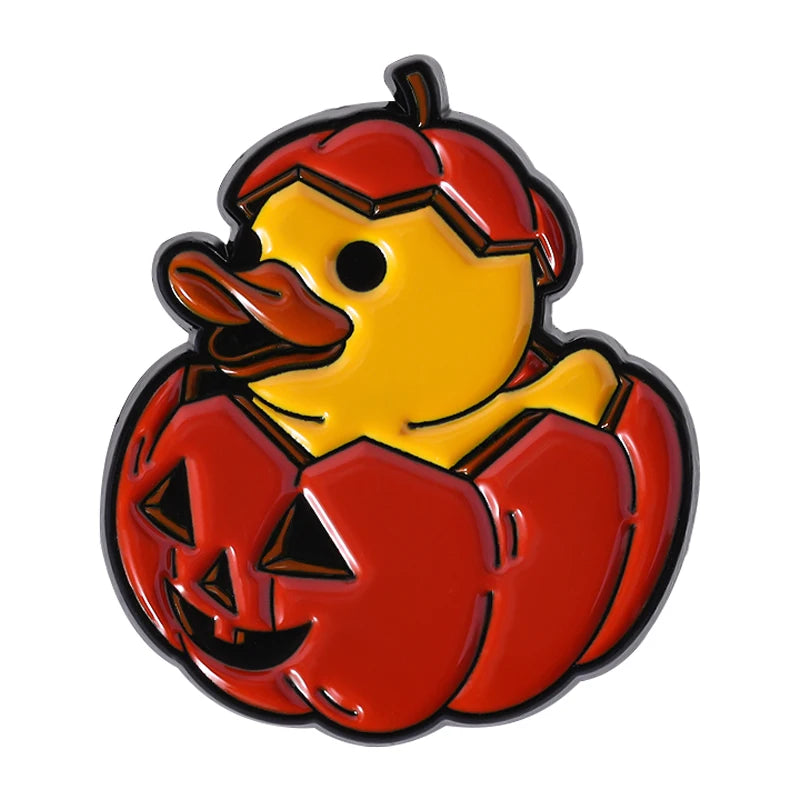 Pumpkin Duck Enamel Pin – Halloween Collectible