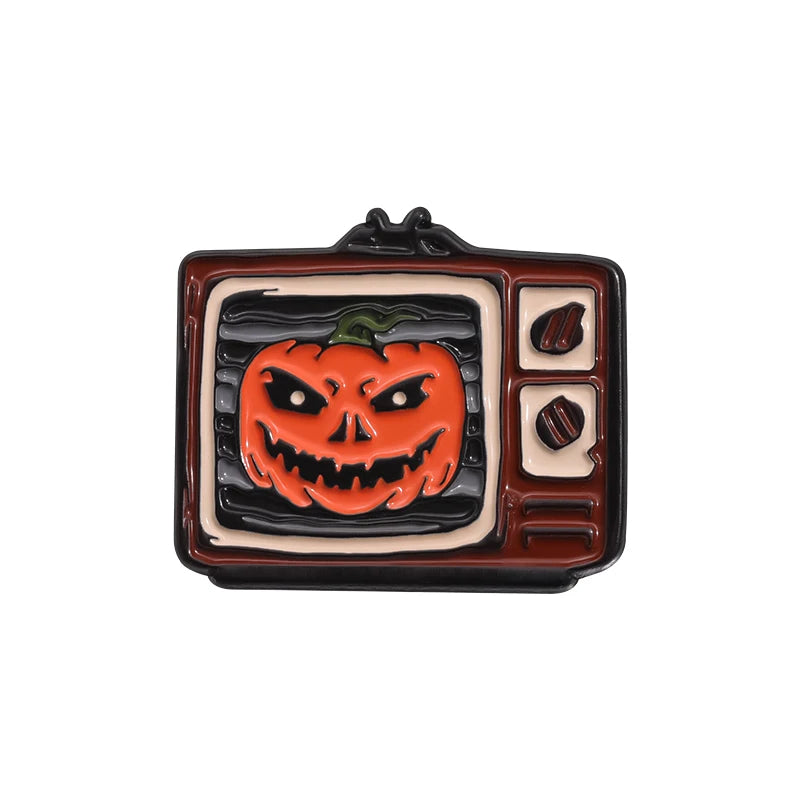 Jack-o'-Lantern TV Enamel Pin – Halloween Collectible