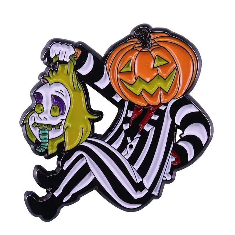 Beetlejuice Enamel Pin – Pumpkin Head Collectible