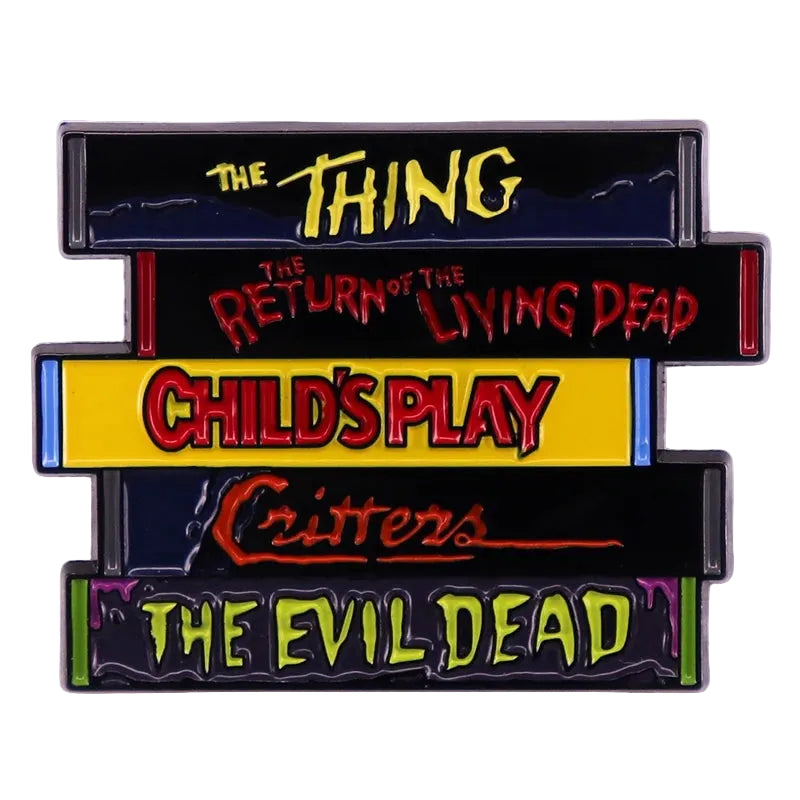 Horror Classics Enamel Pin – Cult VHS Stack Collectible