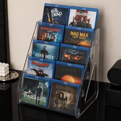 Acrylic Blu-ray Display Stand – 5-Tier Media Organizer for Blu-rays, DVDs & CDs