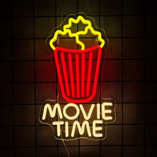Popcorn LED Neon Sign – USB Powered Movie Theater Wall Decor for Home Theater, Media Room & Man Cave