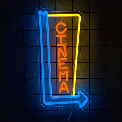 Retro Cinema LED Neon Sign – USB Powered Movie Theater Wall Decor for Home Theater, Media Room & Man Cave