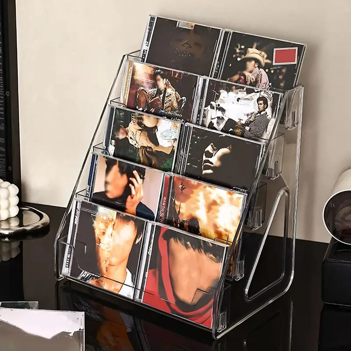 Acrylic Blu-ray Display Stand – 5-Tier Media Organizer for Blu-rays, DVDs & CDs
