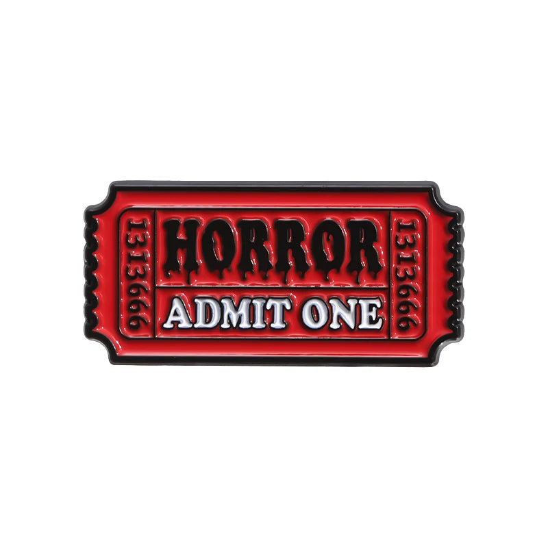 Horror Ticket Enamel Pin – Admit One Collectible