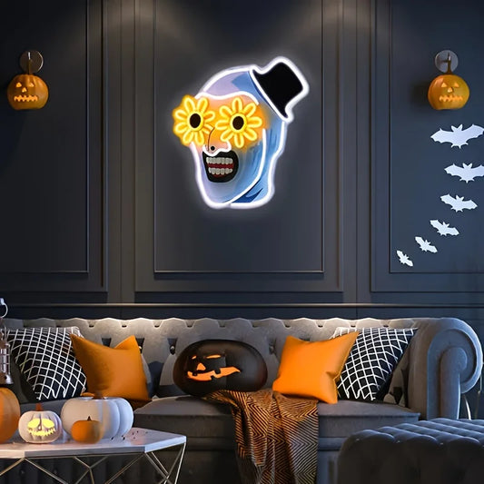 Terrifier Art the Clown LED Neon Sign – USB Movie Room Wall Decor for Horror Fans, Home Theater & Halloween