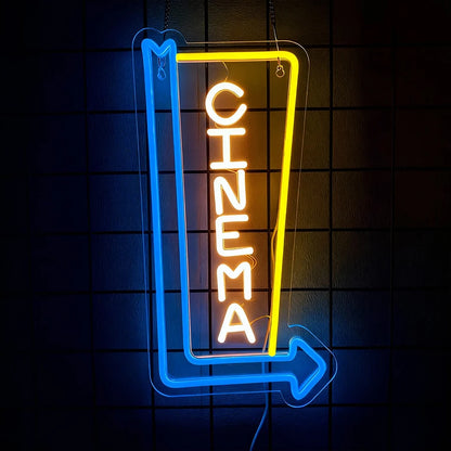 Retro Cinema LED Neon Sign – USB Powered Movie Theater Wall Decor for Home Theater, Media Room & Man Cave