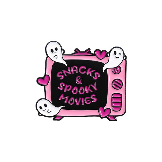 Spooky Movies Enamel Pin – Halloween TV Collectible