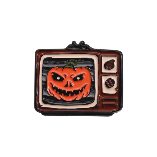 Jack-o'-Lantern TV Enamel Pin – Halloween Collectible