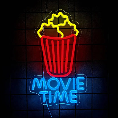 Popcorn LED Neon Sign – USB Powered Movie Theater Wall Decor for Home Theater, Media Room & Man Cave