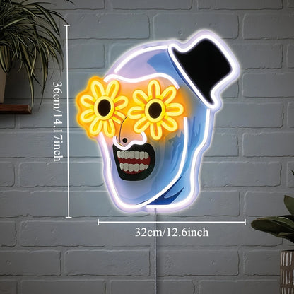 Terrifier Art the Clown LED Neon Sign – USB Movie Room Wall Decor for Horror Fans, Home Theater & Halloween